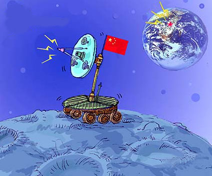 中国月球机器人亮相 可自主跨越障碍物